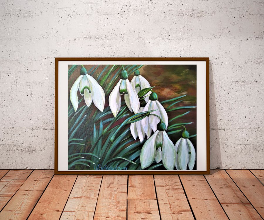 Cluster of snowdrop flowers